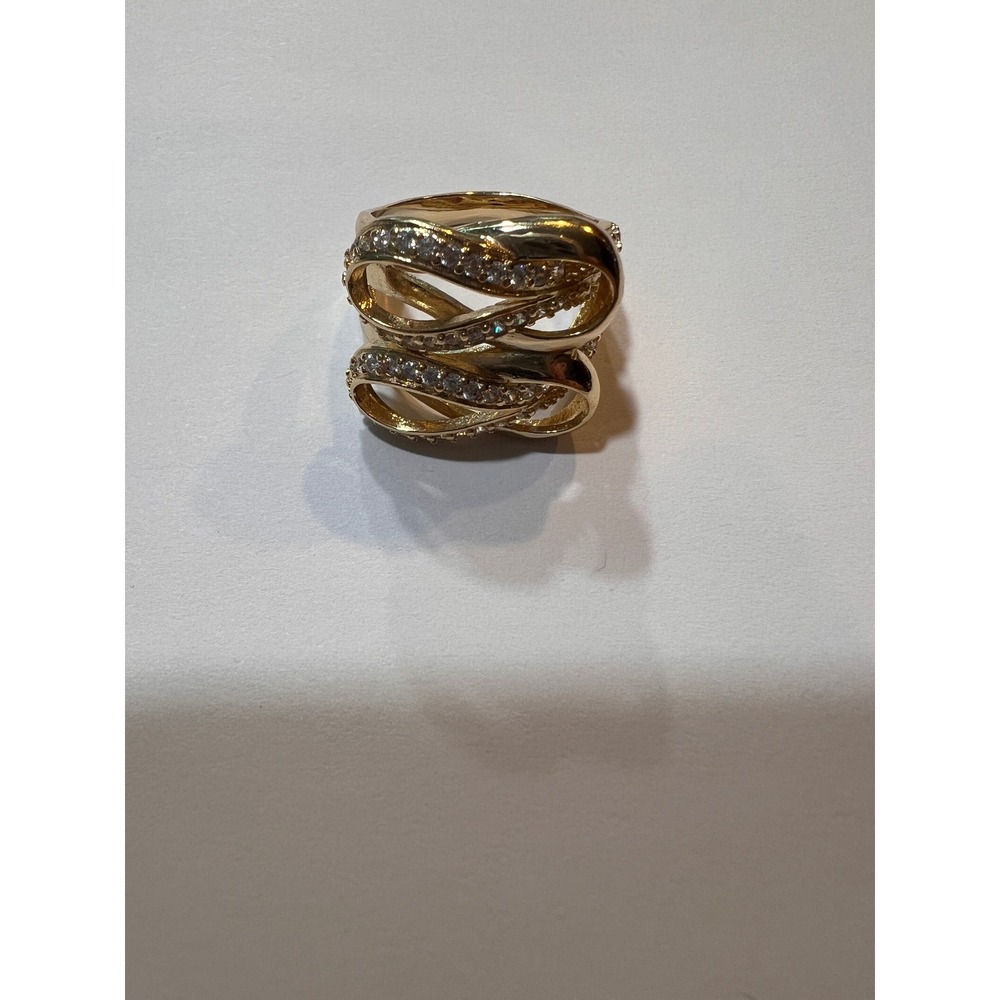 Gold Tone Statement Ring with Sparkling Accents Women's Fashion Jewelry size 
10